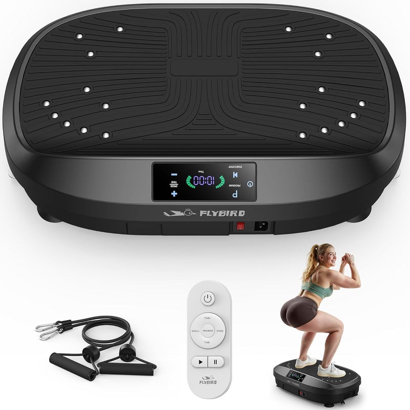 FLYBIRD آلة تمارين لوحة الاهتزاز، سرعة قابلة للتعديل اهتزاز عالي الكثافة لتشكيل العضلات وفقدان الوزن وتصريف اللمف، تمارين كاملة للجسم على لوحة الاهتزاز - Image 1